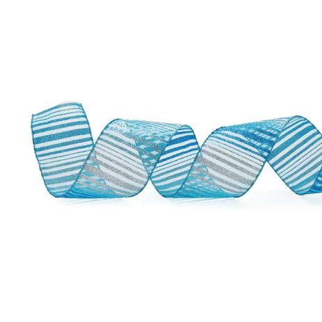 Fita P/ Laço Natal Com Listrada Azul/ 3,8Cm C/ 9,14m Azul - Cromus Menor preço em Fita P/ Laço Natal Com Listrada Azul/ 3,8Cm C/ 9,14m Azul - Cromus