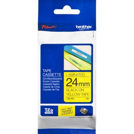 Fita p/ Rotulador Brother 24mm TZe-651 Preto/Amarelo Menor preço em Fita p/ Rotulador Brother 24mm TZe-651 Preto/Amarelo
