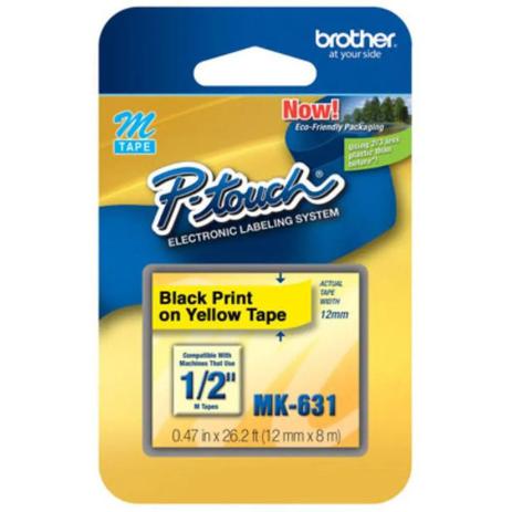 Fita p/Rotulador M Tape Brother 12mm Preto Sobre Amarelo MK-631 Menor preço em Fita p/Rotulador M Tape Brother 12mm Preto Sobre Amarelo MK-631