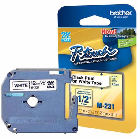 Fita para Rotulador Brother M-231 12mm Preto/Branco Menor preço em Fita para Rotulador Brother M-231 12mm Preto/Branco