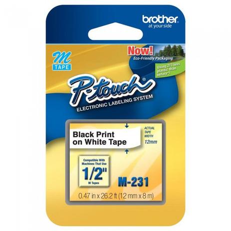 Fita para Rotulador Brother M231 12mm Preto Branco Menor preço em Fita para Rotulador Brother M231 12mm Preto Branco