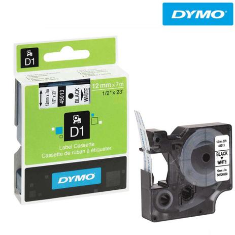 Fita Poliéster Para Rotulador Profissional D1 (12mm x 7m) Preto/Branco 45013 Dymo Menor preço em Fita Poliéster Para Rotulador Profissional D1 (12mm x 7m) Preto/Branco 45013 Dymo