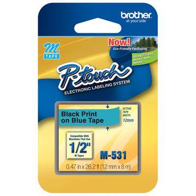 Fita Rotulador Brother 12mm M-531 Preto/Azul - Brother p-touch Menor preço em Fita Rotulador Brother 12mm M-531 Preto/Azul - Brother p-touch