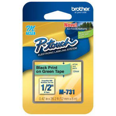Fita Rotulador Brother 12mm M-731 Preto/Verde Menor preço em Fita Rotulador Brother 12mm M-731 Preto/Verde