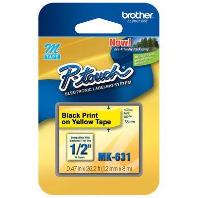 Fita Rotulador Brother 12mm MK-631 Preto/Amarelo Menor preço em Fita Rotulador Brother 12mm MK-631 Preto/Amarelo