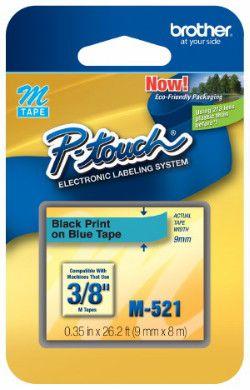 Fita Rotulador Brother 9mm M-521 Preto/Azul Menor preço em Fita Rotulador Brother 9mm M-521 Preto/Azul