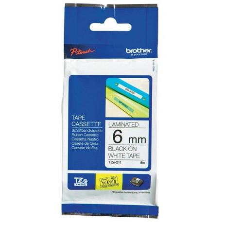 Fita Rotulador Brother TZE-211 6mm Preto/Branco - Brother p-touch Menor preço em Fita Rotulador Brother TZE-211 6mm Preto/Branco - Brother p-touch