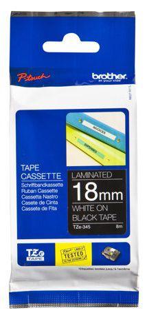 Fita Rotulador Brother TZE-345 18mm Branco/Preto Menor preço em Fita Rotulador Brother TZE-345 18mm Branco/Preto