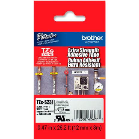 Fita Rotulador Brother TZES-231 12mm Preto/Branco Extra Forte - Brother p-touch Menor preço em Fita Rotulador Brother TZES-231 12mm Preto/Branco Extra Forte - Brother p-touch
