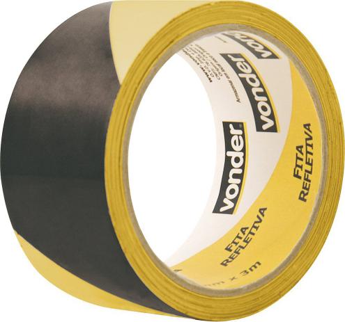 Fita zebrada adesiva refletiva 50mmx3m amarela e preta - Vonder Menor preço em Fita zebrada adesiva refletiva 50mmx3m amarela e preta - Vonder