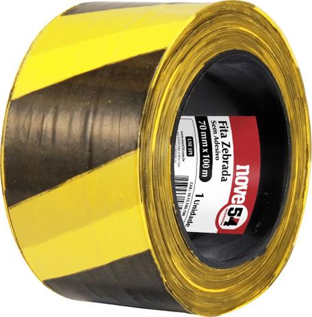Fita zebrada sem adesivo 70mmx100m amarela e preta - Nove54 Menor preço em Fita zebrada sem adesivo 70mmx100m amarela e preta - Nove54