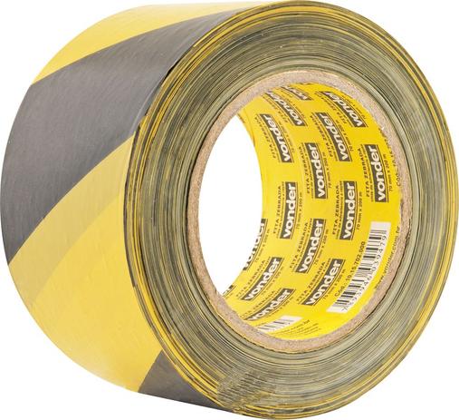 Fita zebrada sem adesivo 70mmx200m amarela e preta - Vonder Menor preço em Fita zebrada sem adesivo 70mmx200m amarela e preta - Vonder