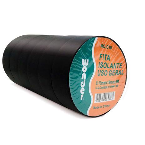 Fitas Isolante Anti Chama Preta 18mmX 18 Metros Pacote De 10 Rolos - Wonder tape Menor preço em Fitas Isolante Anti Chama Preta 18mmX 18 Metros Pacote De 10 Rolos - Wonder tape
