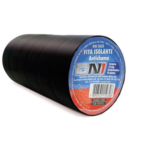 Fitas Isolante Anti Chama Preta DNI 5030 19mm X 10Metros Pacote De 10 Rolos Menor preço em Fitas Isolante Anti Chama Preta DNI 5030 19mm X 10Metros Pacote De 10 Rolos