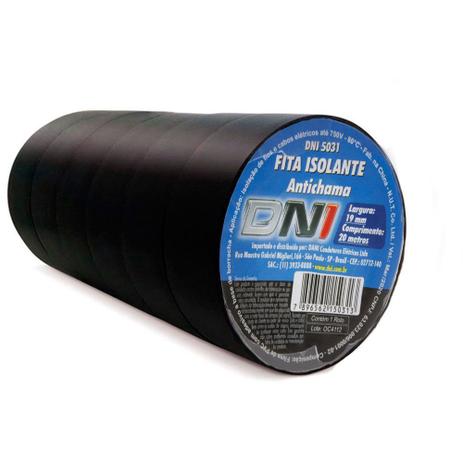 Fitas Isolante Anti Chama Preta DNI 5031 19mm X 20 Metros Pacote De 10 Rolos Menor preço em Fitas Isolante Anti Chama Preta DNI 5031 19mm X 20 Metros Pacote De 10 Rolos