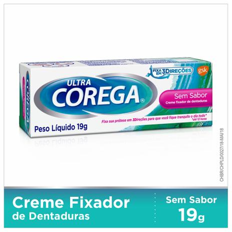Fixador de Dentadura Ultra Corega Creme Sem Sabor 19g - Glaxosmithkline Menor preço em Fixador de Dentadura Ultra Corega Creme Sem Sabor 19g - Glaxosmithkline