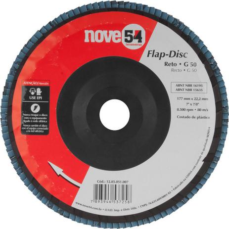 Flap-disc Reto 7” G50 Costado Plástico - Nove54 Menor preço em Flap-disc Reto 7” G50 Costado Plástico - Nove54
