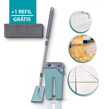 Flat Mop Com Balde Esfregão Lava Seca Multiuso - 123 Útil Menor preço em Flat Mop Com Balde Esfregão Lava Seca Multiuso - 123 Útil