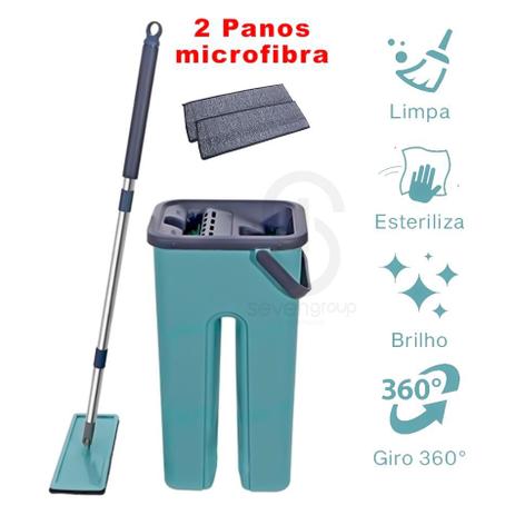 Flat Mop E Balde Para Limpeza Brilho Esterilização De Piso + Refil - 123-UTIL Menor preço em Flat Mop E Balde Para Limpeza Brilho Esterilização De Piso + Refil - 123-UTIL