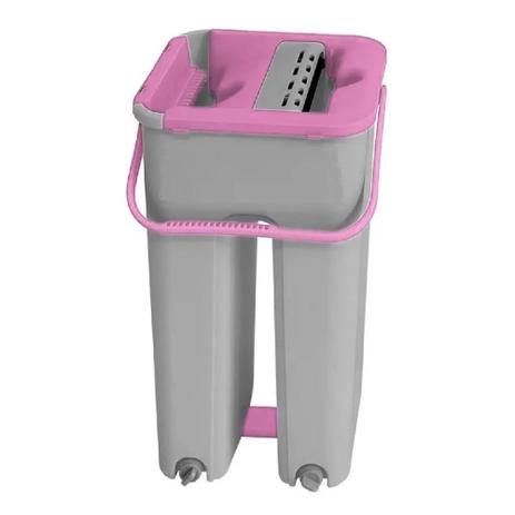 Flat Mop Esfregão com Balde Lava e Seca +1 Refil Rosa - BELAKAZA Menor preço em Flat Mop Esfregão com Balde Lava e Seca +1 Refil Rosa - BELAKAZA