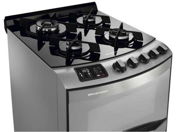 Fogão 4 Bocas Brastemp Ative! BFD4 VARNNA Inox - Forno Duplo Timer Acendimento Superautomático