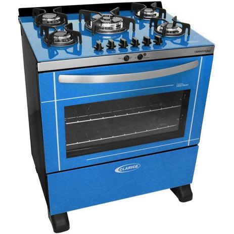 Fogão 5 bocas com Grill Cadenzza Glass 127v Azul Clarice Menor preço em Fogão 5 bocas com Grill Cadenzza Glass 127v Azul Clarice