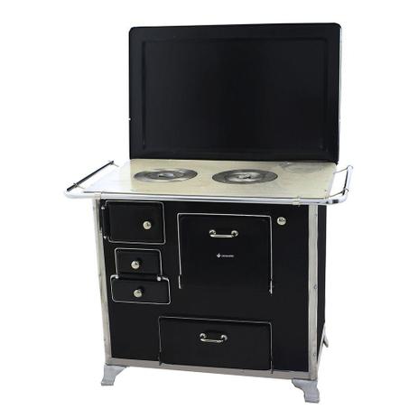 Fogão a Lenha Tradicional 02 Venâncio Gabinete com Tampa Preto Menor preço em Fogão a Lenha Tradicional 02 Venâncio Gabinete com Tampa Preto
