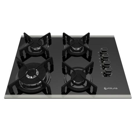Fogão Cooktop A Gás Top Gourmet Glass 4 Bocas Preto Atlas Menor preço em Fogão Cooktop A Gás Top Gourmet Glass 4 Bocas Preto Atlas