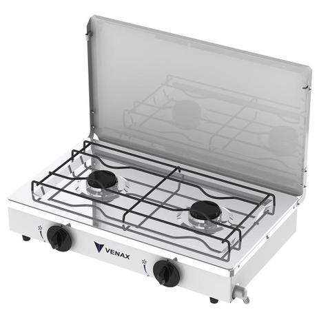 Fogão de Mesa Venax 2 Bocas Flamalar Gás GLP Portátil Tampa de Metal Branco é boa?