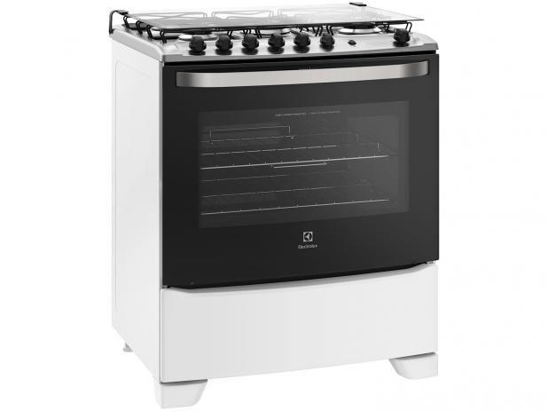 Fogão de piso 5 bocas com porta Full Glass e queimador Tripla-Chama Branco (76SQB) - Electrolux Menor preço em Fogão de piso 5 bocas com porta Full Glass e queimador Tripla-Chama Branco (76SQB) - Electrolux