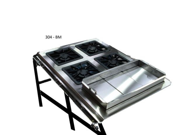 Fogão Industrial 4 bocas - Alta Pressão - 40x40 - Canto cozinha - Banho Maria - Metal brey é boa?