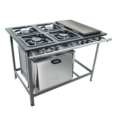 Menor preço em Fogão Industrial 4 Bocas com Forno e Chapa 30cmx30cm à Gás Metalmaq Preto