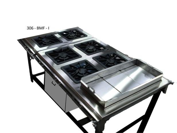 Fogão Industrial 6 bocas Alta Pressão - 40x40 - Canto-cozinha -Forno-Banho Maria -INOX- Metal Brey Menor preço em Fogão Industrial 6 bocas Alta Pressão - 40x40 - Canto-cozinha -Forno-Banho Maria -INOX- Metal Brey