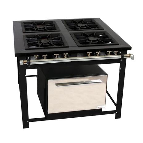 Fogão Industrial A Gás Com Forno Venâncio M4FD4 4 Bocas Preto Menor preço em Fogão Industrial A Gás Com Forno Venâncio M4FD4 4 Bocas Preto