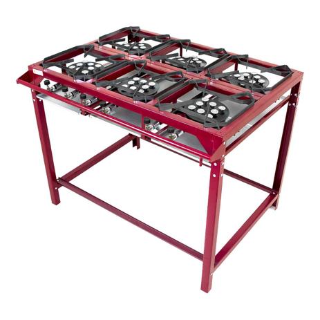 Fogão Industrial Alta Pressão Com Pés 6 Bocas Grandes Vinho Roa Menor preço em Fogão Industrial Alta Pressão Com Pés 6 Bocas Grandes Vinho Roa
