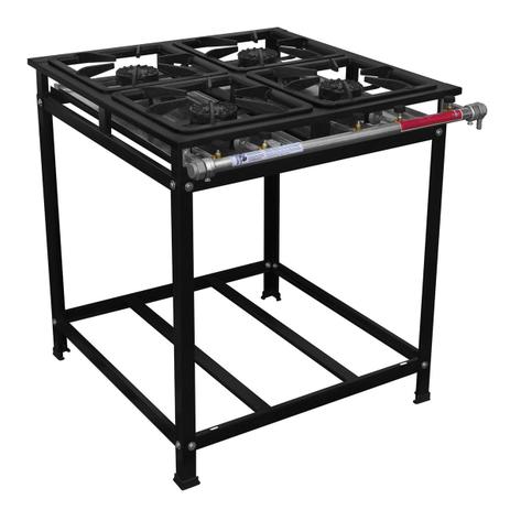 Fogão Industrial Serv Kenok Alta Pressão 4 Bocas Simples Preto Menor preço em Fogão Industrial Serv Kenok Alta Pressão 4 Bocas Simples Preto