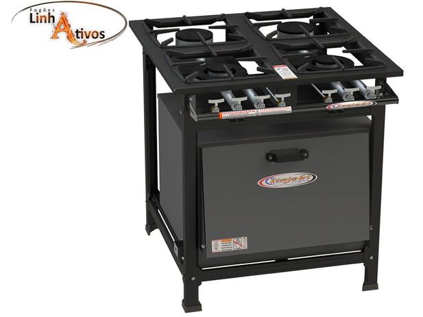 Fogão Industrial Total Inox 4 Bocas B.P 2QS 2QD 30x30 C/ Forno Registro Apis Padrão Itajobi Menor preço em Fogão Industrial Total Inox 4 Bocas B.P 2QS 2QD 30x30 C/ Forno Registro Apis Padrão Itajobi