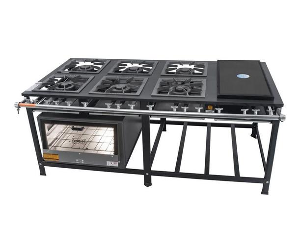 Fogão Industrial Total Inox 6 Bocas B.P 6QD 40x40 C/ Forno C/ Chapa Registro Apis Padrão Itajobi Menor preço em Fogão Industrial Total Inox 6 Bocas B.P 6QD 40x40 C/ Forno C/ Chapa Registro Apis Padrão Itajobi