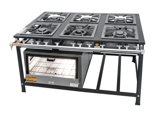 Fogão Industrial Total Inox 6 Bocas B.P 6QD 40x40 C/ Forno Registro Apis Padrão Itajobi Menor preço em Fogão Industrial Total Inox 6 Bocas B.P 6QD 40x40 C/ Forno Registro Apis Padrão Itajobi