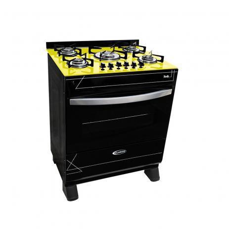 Fogão Veritá 5 Bocas Preto - Mesa de Vidro Amarelo - Clarice Menor preço em Fogão Veritá 5 Bocas Preto - Mesa de Vidro Amarelo - Clarice