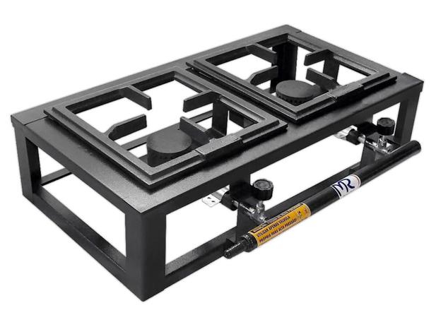 Fogareiro A Gás Portátil 2 Bocas 20x20cm Alta Pressão De Mesa Chácara Rancho Residência - MR Fogões Menor preço em Fogareiro A Gás Portátil 2 Bocas 20x20cm Alta Pressão De Mesa Chácara Rancho Residência - MR Fogões
