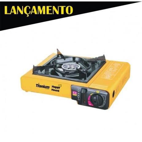 Fogareiro Portátil A Gás Amarelo Happy House Titanium Menor preço em Fogareiro Portátil A Gás Amarelo Happy House Titanium