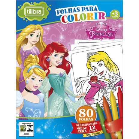 Folhas para Colorir Mini com Giz de Cera Princesas - 80 Folhas Menor preço em Folhas para Colorir Mini com Giz de Cera Princesas - 80 Folhas