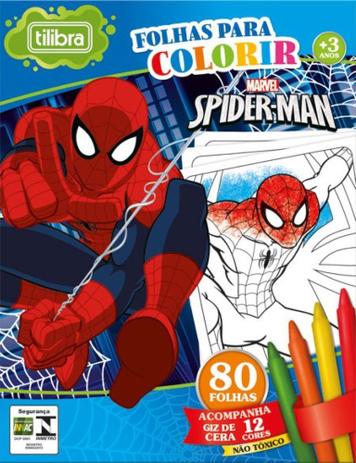 Folhas Para Colorir Mini Com Giz de Cera Spider Man Tilibra Menor preço em Folhas Para Colorir Mini Com Giz de Cera Spider Man Tilibra