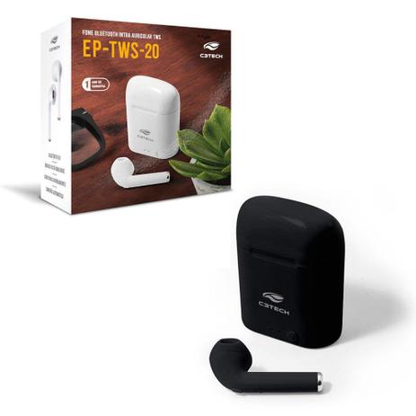 Fone de Ouvido C3Tech EP-TWS-20BK, Bluetooth 5.0, Intra Auricular, TWS, Preto Menor preço em Fone de Ouvido C3Tech EP-TWS-20BK, Bluetooth 5.0, Intra Auricular, TWS, Preto