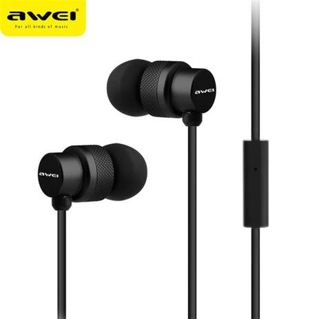 Fone de Ouvido Com Microfone In Ear Awei ES 970i Preto Menor preço em Fone de Ouvido Com Microfone In Ear Awei ES 970i Preto
