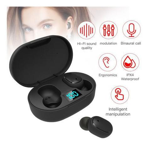 E6s Tws Fone De Ouvido Bluetooth Fone De Ouvido Sem Fio 5.0 Display Led  Botão De Controle De Fones De Ouvido Impermeável Fone De Ouvido Com  Cancelamento De Ruído Pk A6s 