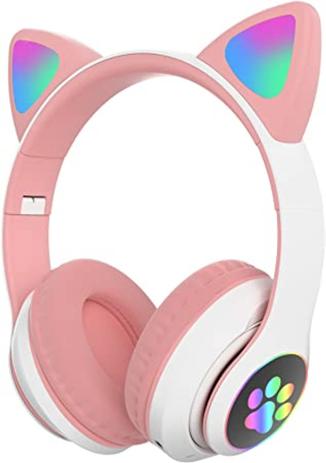Fone de ouvido gatinho Cat ear Headphone F-23M bluetooth (Rosa/branco) - kts Menor preço em Fone de ouvido gatinho Cat ear Headphone F-23M bluetooth (Rosa/branco) - kts