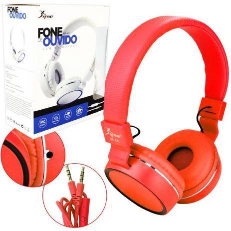 Fone de ouvido Headphone Microfone Premium Kp-421 Vermelho - Knup Menor preço em Fone de ouvido Headphone Microfone Premium Kp-421 Vermelho - Knup