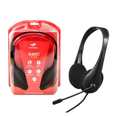 Fone de Ouvido Headset com Microfone USB Home Office Arco Ajustável  Controle de Volume - C3 Tech - Headset com Fio - Magazine Luiza